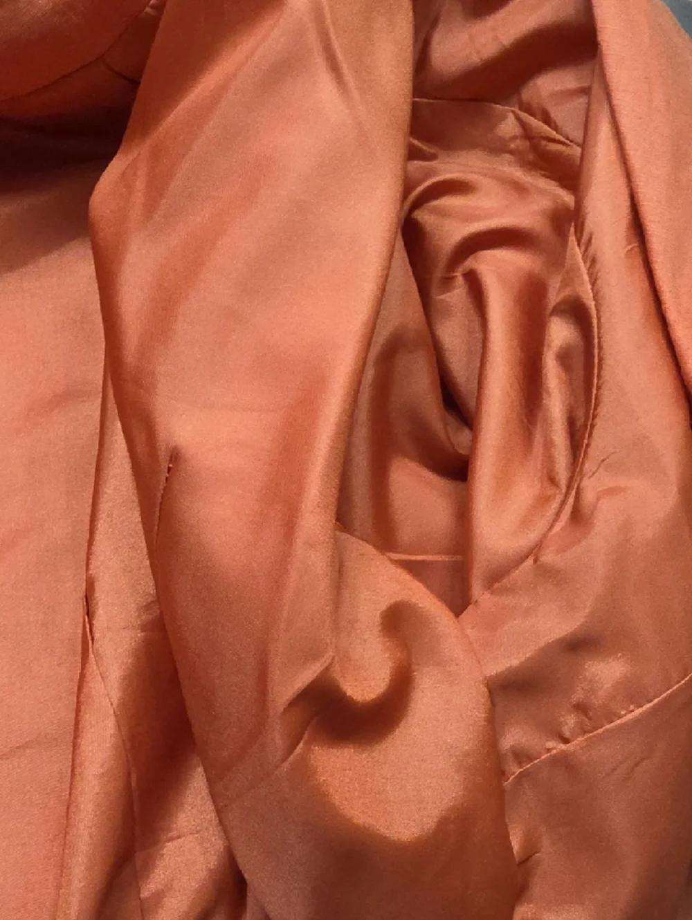 Orange Linen Button-Front Jacket with Crochet Hem by JSong